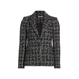 Alice + Olivia 'Macey' Black Polyester Cropped Tweed Jacket Size 6